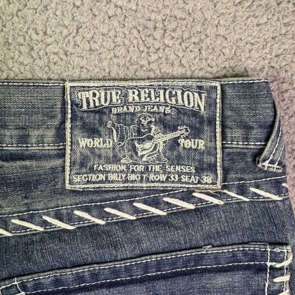 VTG Y2K True Religion Jeans Mens Blue 36x28 Flap Back Streetwear USA Stitch